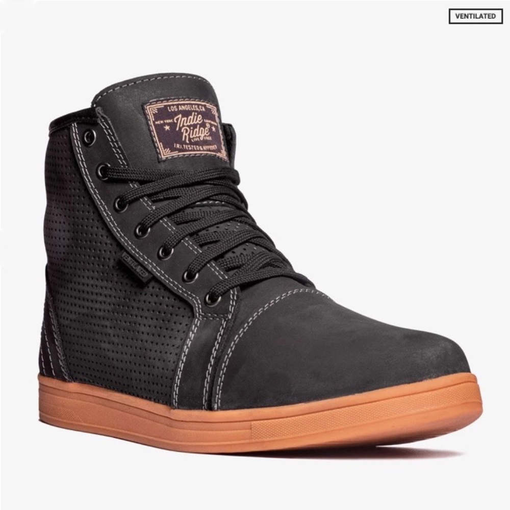 Indie Ride Men’s Black High-Top Boot with Brown Gum Sole